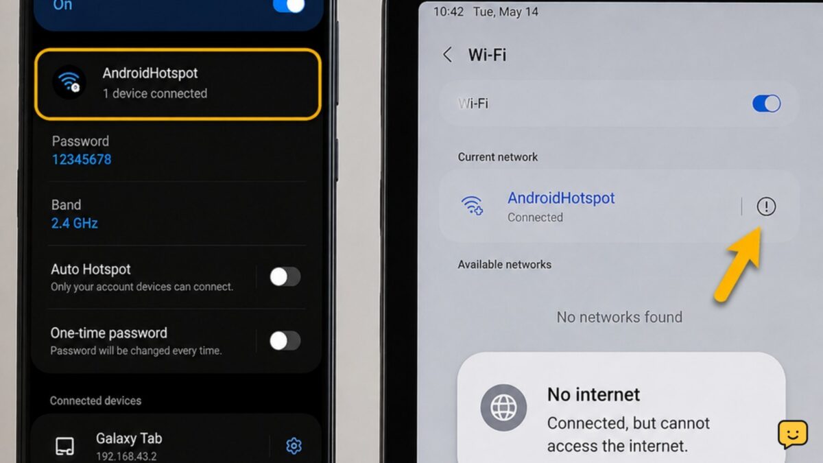 Android phone hotspot connected to a tablet while the tablet has no internet