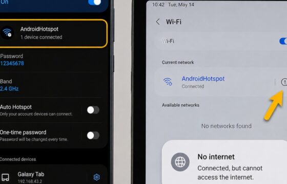 Android phone hotspot connected to a tablet while the tablet has no internet