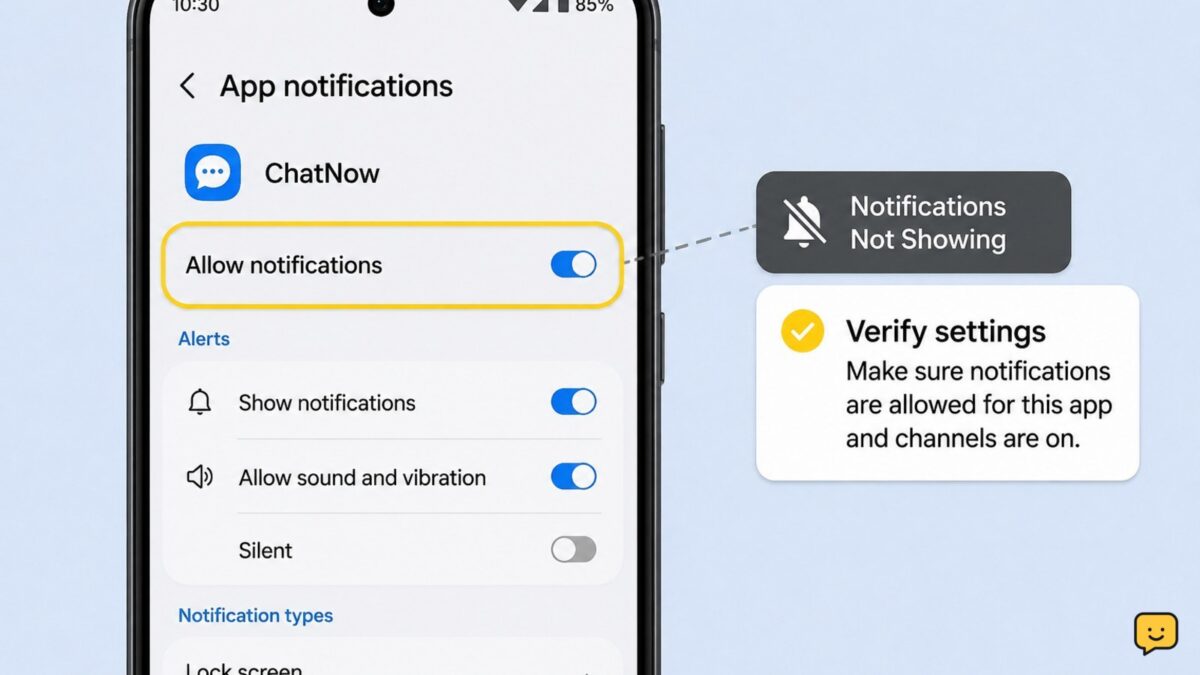 Android phone notification settings for one app with notifications enabled