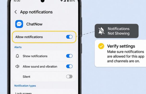 Android phone notification settings for one app with notifications enabled
