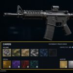 Call of Duty Black Ops 7 weapon customization screen with the Camos section selected