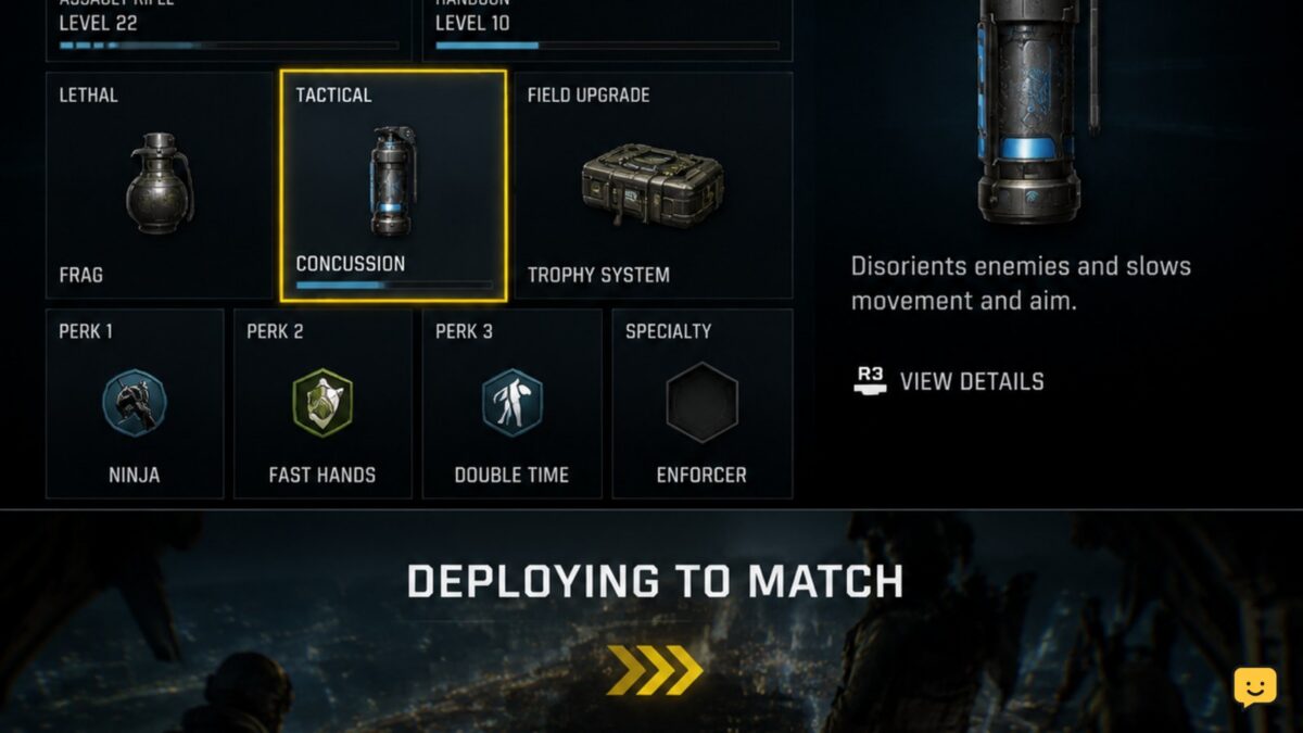 Black Ops 7 loadout screen showing the tactical equipment slot selected