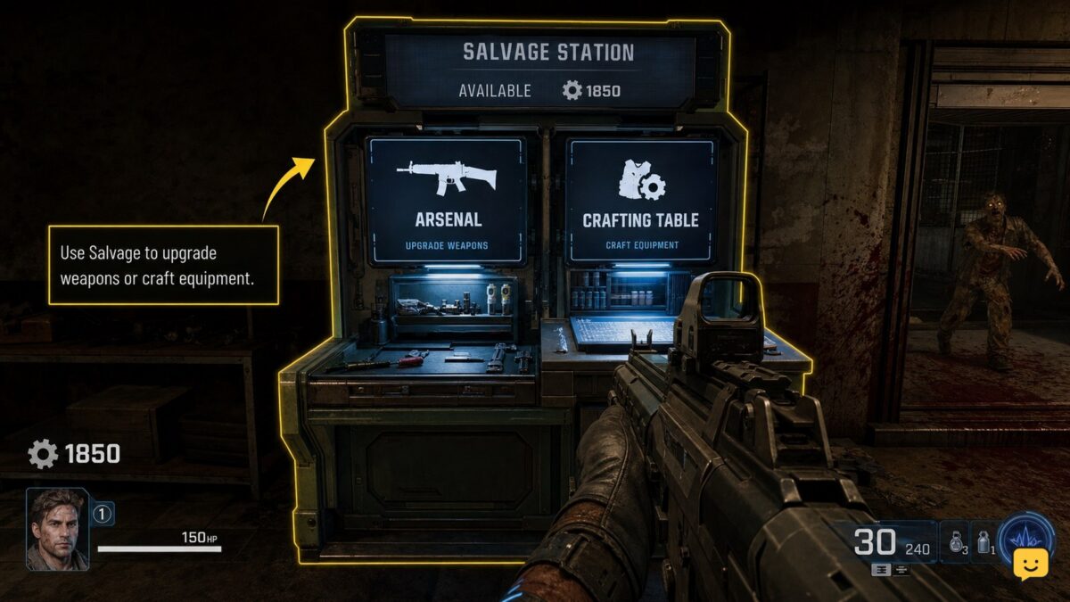 Black Ops 7 Zombies Salvage spending stations during a match
