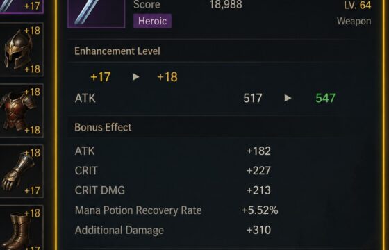 Dragon Sword: Awakening equipment progression screen from a reliable gameplay reference