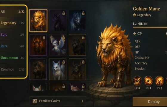 Dragon Sword Awakening familiar collection showing multiple pet categories
