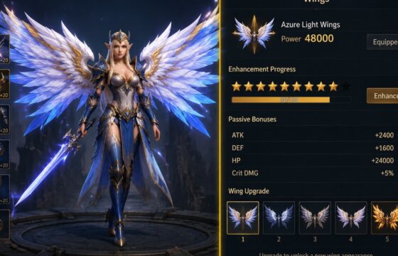 Dragon Sword Awakening character displaying an equipped wing set