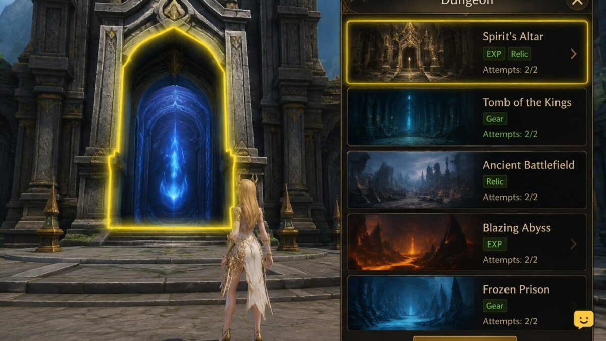 DragonSword Awakening dungeon entrance and activity selection