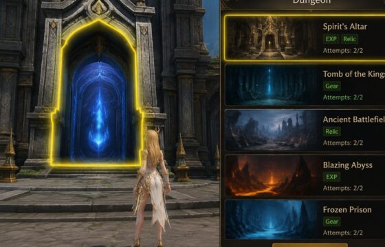 DragonSword Awakening dungeon entrance and activity selection