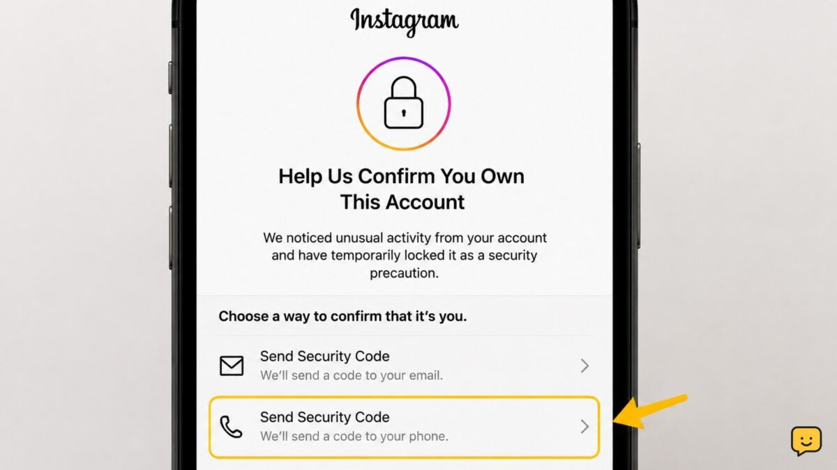 Instagram login screen displaying a security checkpoint and account verification options