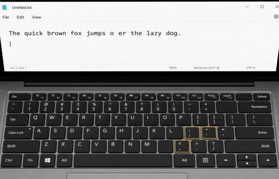 Laptop keyboard with several keys failing to type correctly in a text editor