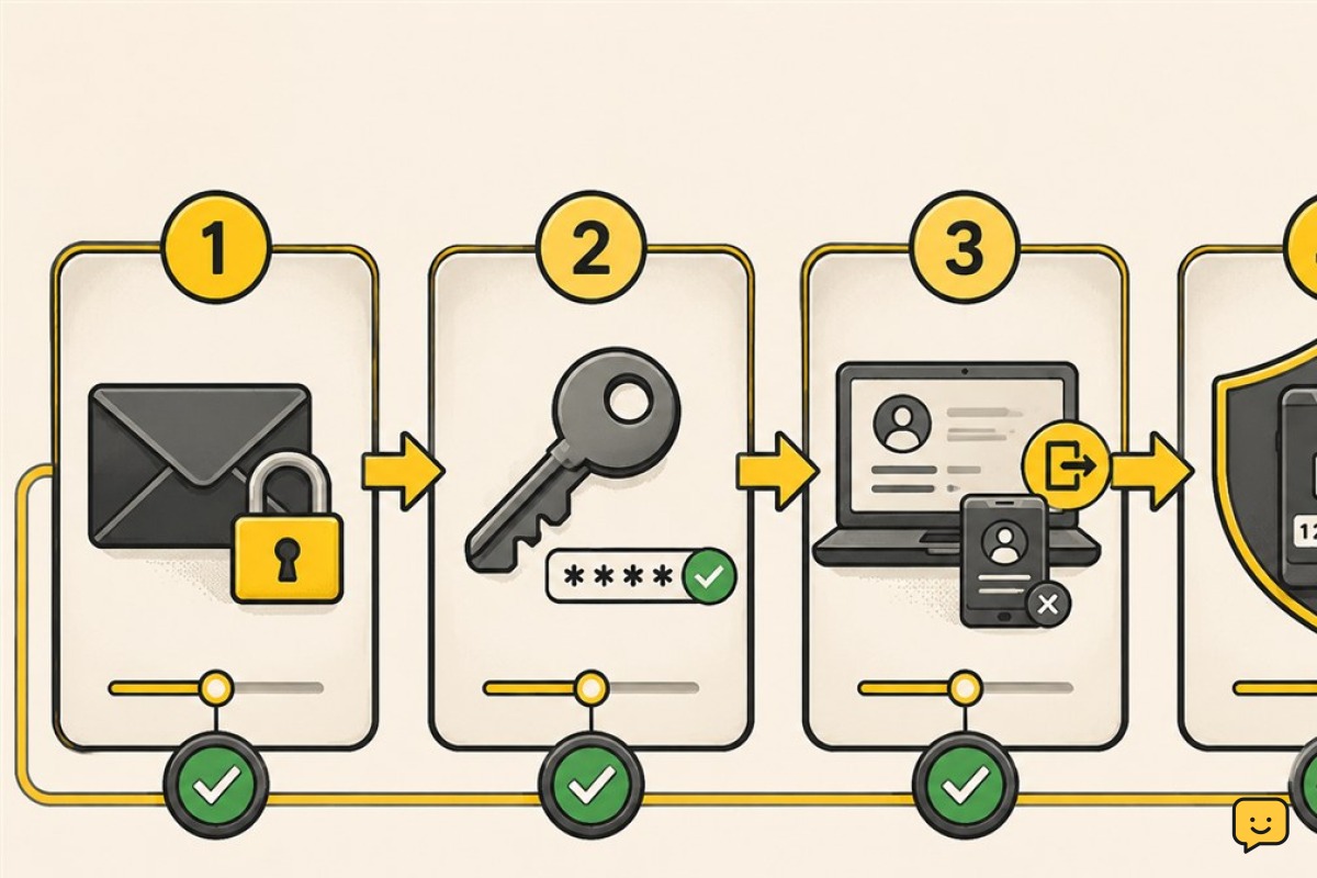 Four-step hacked account recovery order from email security to two-step verification