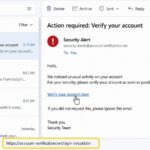 Unopened suspicious email with a link destination visible for inspection before clicking