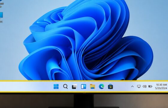 Windows 11 desktop showing the restored taskbar along the bottom edge