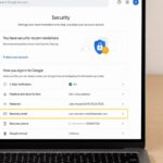Google Account Security page with the Recovery email setting visible