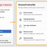 Email security alert beside an official account security settings page