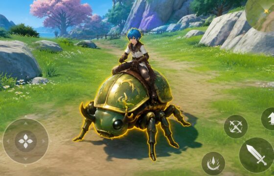 Player riding the Beetle mount through Orbis in Dragon Sword Awakening