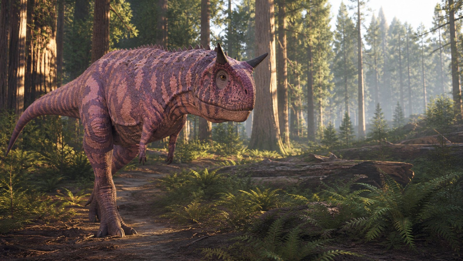 Carnotaurus with a custom lavender and pink skin color preset
