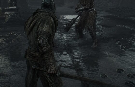 Mortal Shell II player character preparing to defend against a nearby enemy