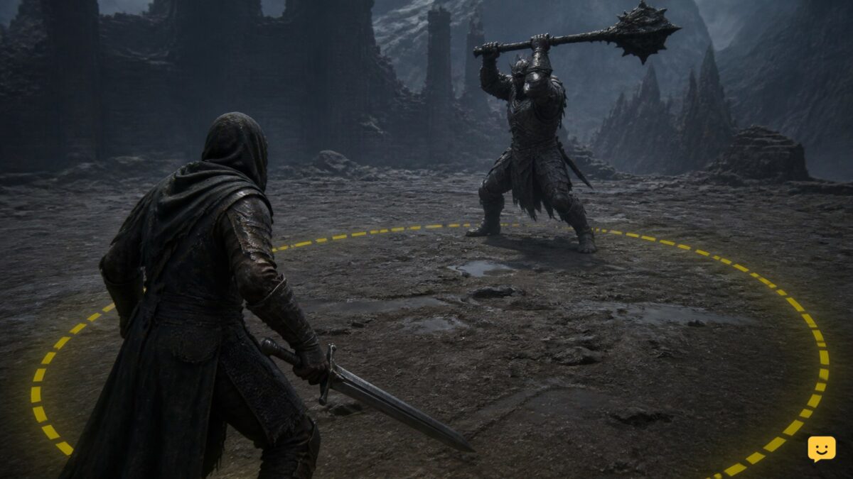 Mortal Shell II player facing one isolated elite enemy in an open combat area
