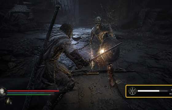 Mortal Shell II combat HUD with the Resolve meter visible during an enemy encounter