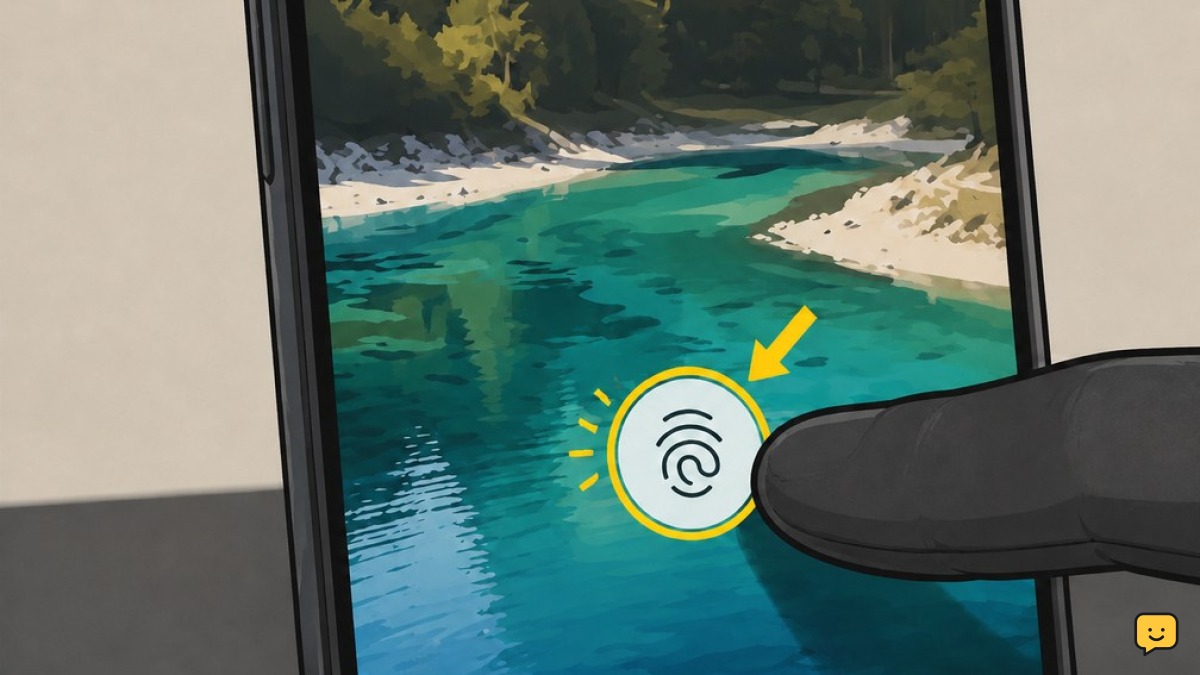 Clean finger touching the fingerprint sensor area on a Google Pixel lock screen.