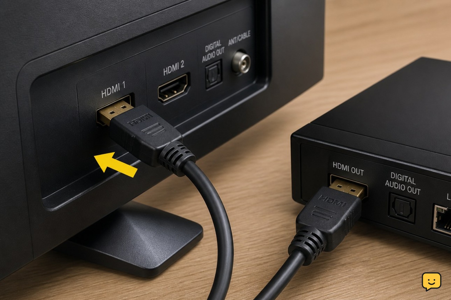 HDMI cable being reconnected at the television and source device