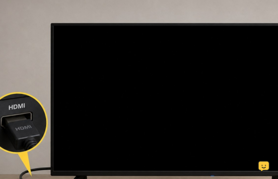 Powered television with sound but a completely black screen and an HDMI source device