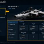 Star Citizen Vehicle Loadout Manager showing a ship and editable component hardpoints