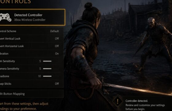 The Blood of Dawnwalker gameplay with a controller settings context