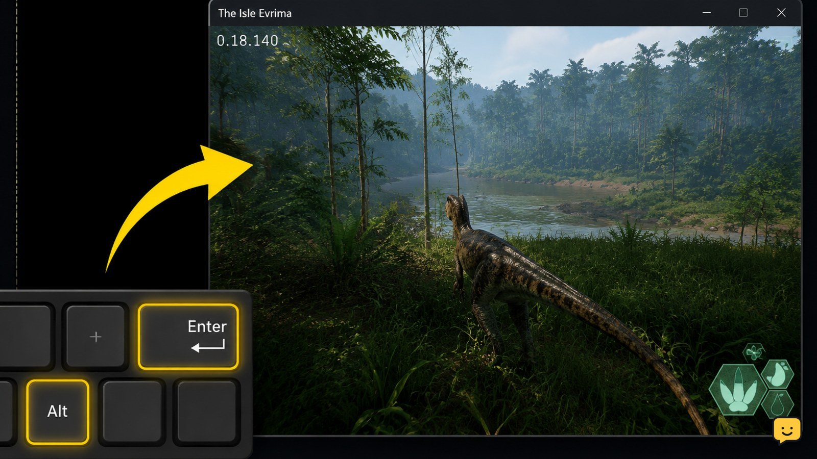 The Isle Evrima windowed display after pressing Alt and Enter