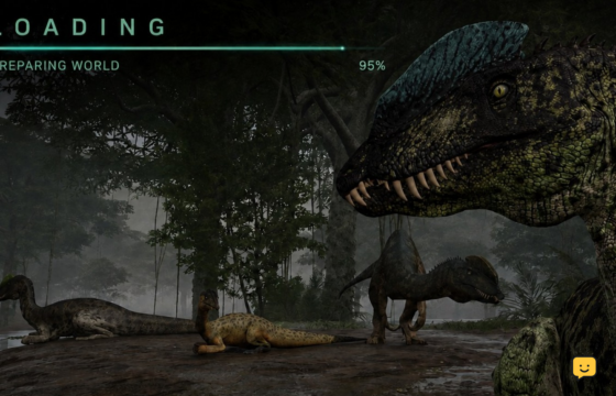 The Isle Evrima startup screen with a crash warning before gameplay.