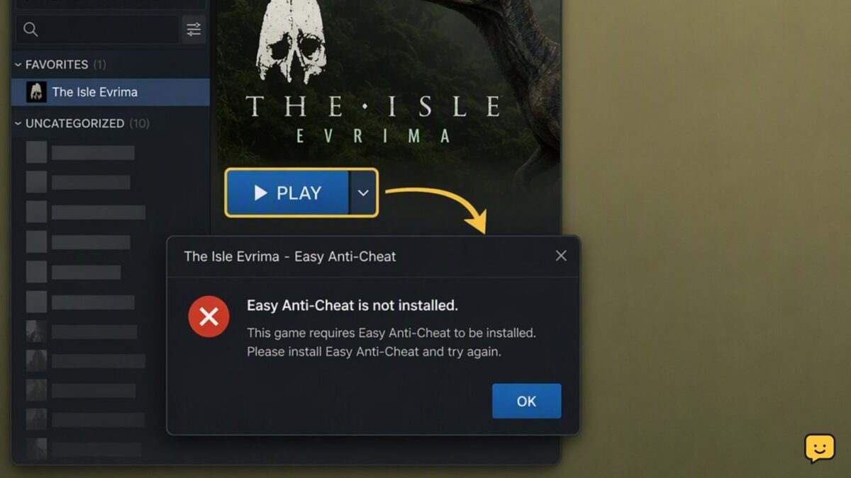 The Isle Evrima launch blocked by an Easy Anti-Cheat not installed error