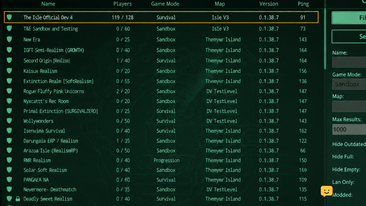 The Isle Evrima controls settings screen with a selected keybinding row.