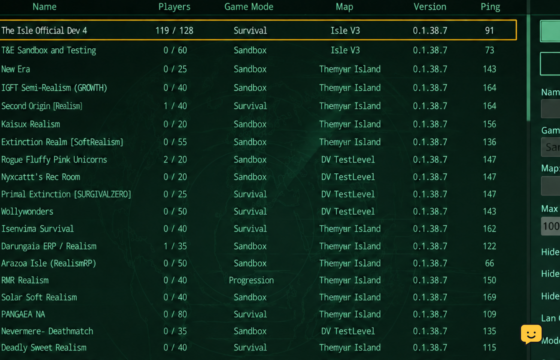 The Isle Evrima controls settings screen with a selected keybinding row.