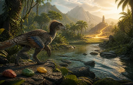 Young dinosaur following a safe route to complete Prime objectives in The Isle Evrima