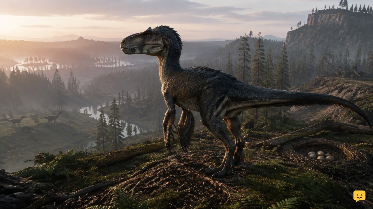 Nearly grown dinosaur on a ridge after completing Prime objectives in The Isle Evrima