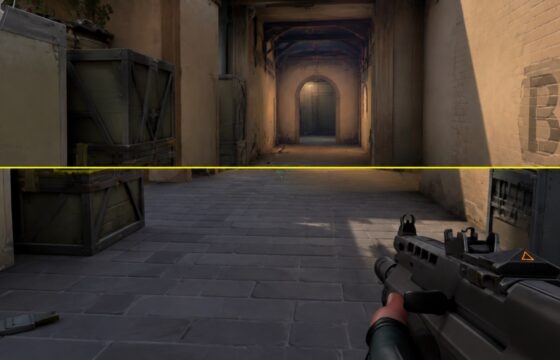 Valorant match view with a clearly marked horizontal screen tear during movement
