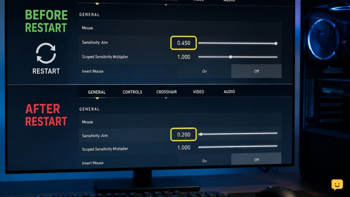 Valorant mouse sensitivity setting displayed on a Windows gaming monitor