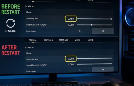 Valorant mouse sensitivity setting displayed on a Windows gaming monitor
