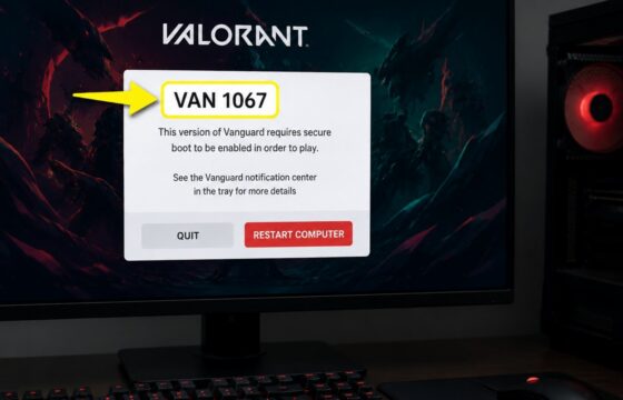 Valorant VAN 1067 error dialog appearing after the game launches on a Windows PC