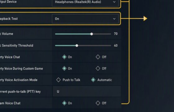 Valorant Voice Chat settings with input, output and loopback controls highlighted
