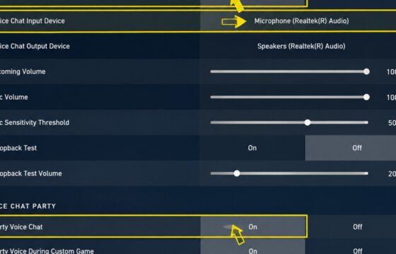 Valorant Voice Chat settings showing Team Voice Chat enabled and a selected microphone