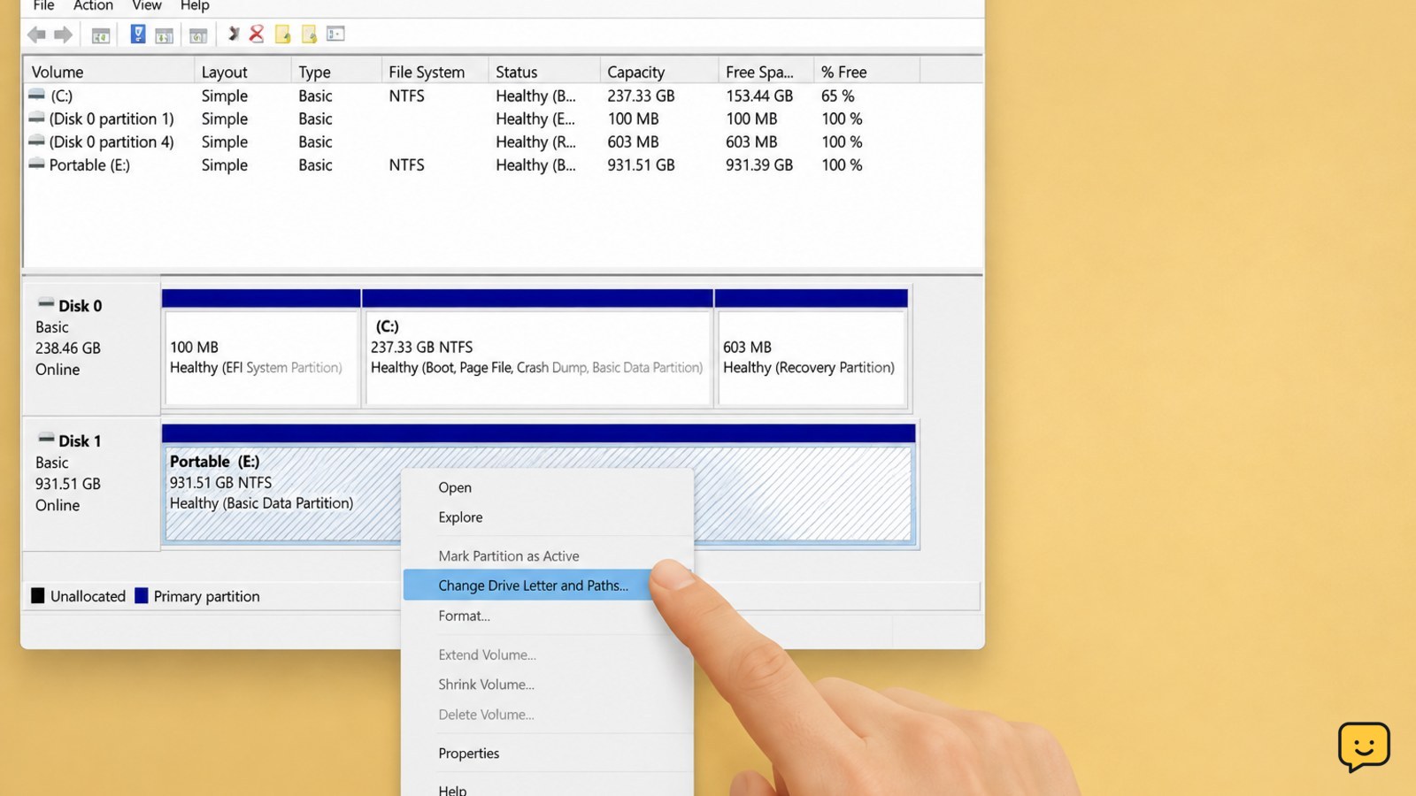 Windows 11 Change Drive Letter and Paths dialog with Add selected for a healthy external volume
