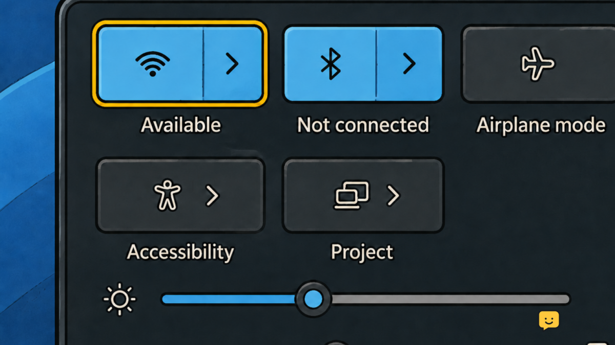 Windows 11 PC Wi-Fi menu showing a home network selected for reconnecting